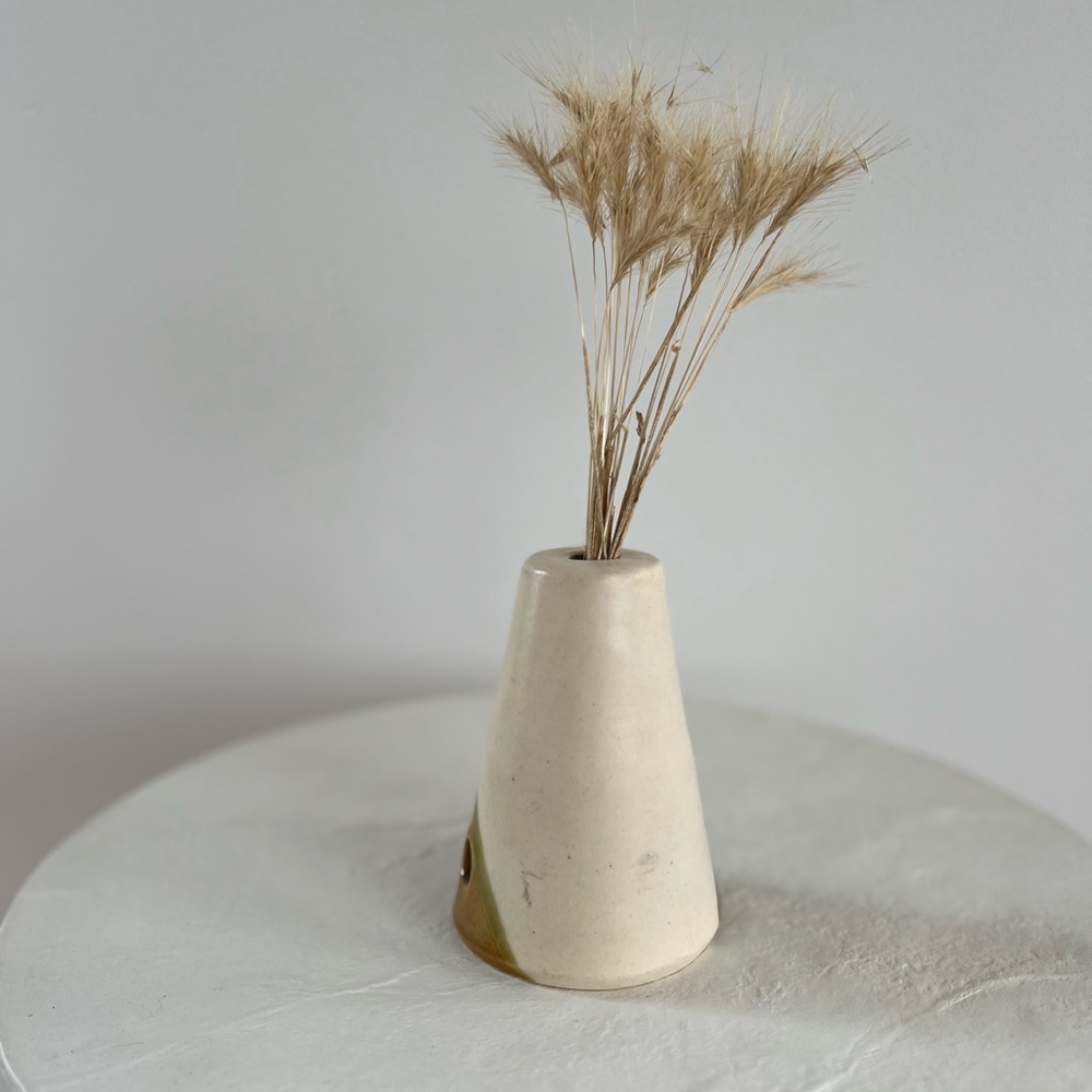 BEAUTIFUL HANDMADE STUDIO POTTERY‎ DRIED FLOWER VASE NEUTRAL COLOURS GLAZING - Picture 6 of 11